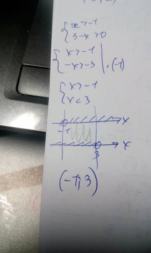 Решите систему неравенств: х> -1 3-х> 0