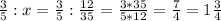 \frac{3}{5} : x = \frac{3}{5} : \frac{12}{35} = \frac{3*35}{5*12} = \frac{7}{4} = 1 \frac{3}{4}