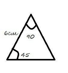 Одна сторона равна 6см а углы прилежащие к этой стороне 90 и45 градусов