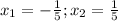 x_{1}= -\frac{1}{5} ; x_{2}=\frac{1}{5}