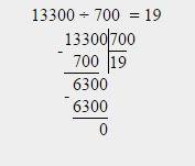 Напишите етот пример в столбик: 13300/ 700