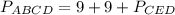 P_{ABCD}=9+9+ P_{CED}