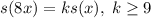 s(8x)=ks(x),\;k\geq 9