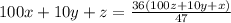 100x+10y+z= \frac{36(100z+10y+x)}{47}