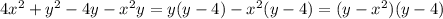 4x^2+y^2-4y-x^2y=y(y-4)-x^2(y-4)=(y-x^2)(y-4)