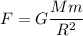 \displaystyle F=G\frac{Mm}{R^{2}}