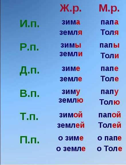 Найди в словаре два существительных ж. р. с окончанием а я и два существительных. м. р. с такими же