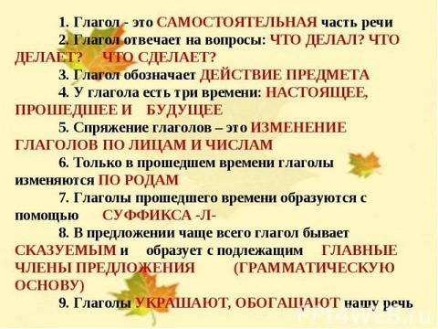 Расскажите о глаголе как о части речи.