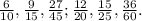 \frac{6}{10}, \frac{9}{15}, \frac{27}{45};&#10; \frac{12}{20}, \frac{15}{25}, \frac{36}{60}.&#10;