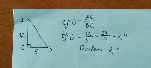 Катет прямокутного трикутника дорівнює 5 і 12. знайдіть тангенс кута, що лежить проти більшого катет