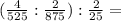 ( \frac{4}{525}: \frac{2}{875} ): \frac{2}{25} =