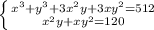 \left \{ {x^3+y^3+3x^2y+3xy^2=512} \atop {x^2y+xy^2=120}} \right.