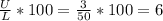 \frac{U}{L}*100= \frac{3}{50}*100=6