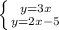 \left \{ {{y=3x} \atop {y=2x-5}} \right.