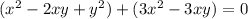 (x^{2} - 2xy+y^2) +(3x^2 -3xy) =0