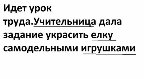 Подчеркни имена существительные первого склонения идет урок труда.учительница дала украсить елку сам