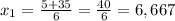 x_{1} = \frac{5+35}{6}= \frac{40}{6}=6,667