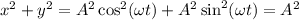 x^2+y^2 = A^2\cos^2(\omega t) + A^2\sin^2(\omega t) = A^2