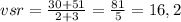 vsr= \frac{30+51}{2+3} = \frac{81}{5} =16,2