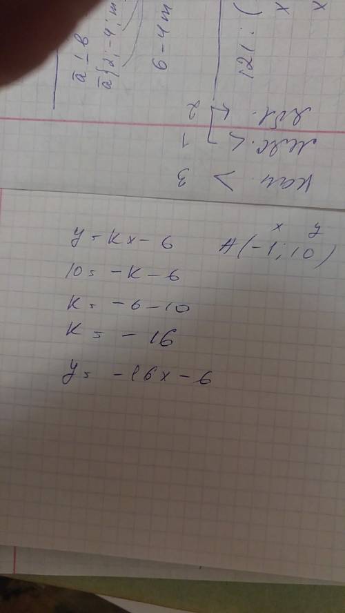 Решите плз при каком значении k график функции y=kx-6 проходит через точку a(-1: 10)?