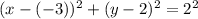 (x-(-3))^2+(y-2)^2=2^2