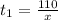 t_1= \frac{110}{x}