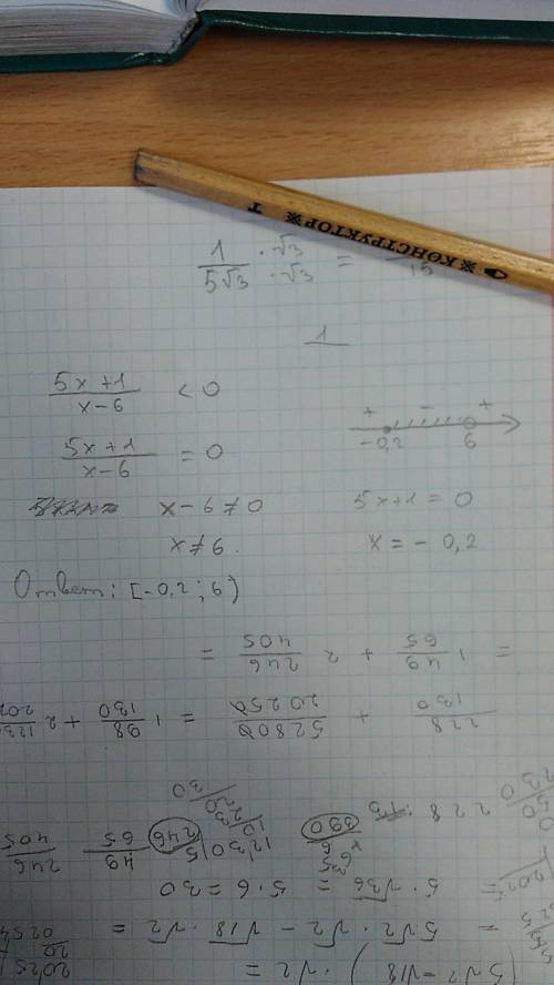 Решите неравенство: 5x+1 дробь x-6 < 0