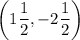 \displaystyle \left(1 \frac{1}{2},-2 \frac{1}{2} \right)