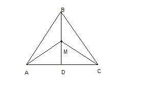 Вравнобедренном треугольнике abc с основанием ac на медиане bd отметили произвольную точку m. докажи