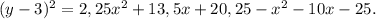 (y-3)^2=2,25x^2+13,5x+20,25-x^2-10x-25.