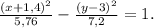 \frac{(x+1,4)^2}{5,76}- \frac{(y-3)^2}{7,2}=1.