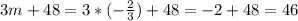 3m+48=3*(- \frac{2}{3} )+48=-2+48=46