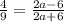 \frac{4}{9}=\frac{2a-6}{2a+6}