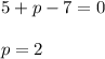 5+p-7=0\\\\p=2