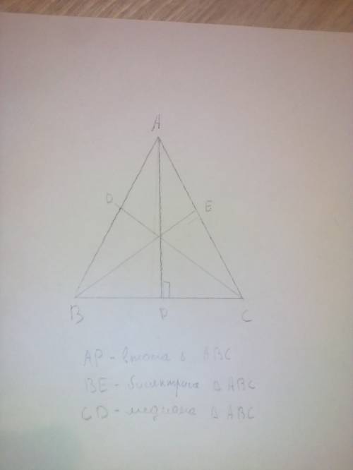 На альбомном листе надо построить треугольник abc и провести в этом треугольнике высоту из точки a,