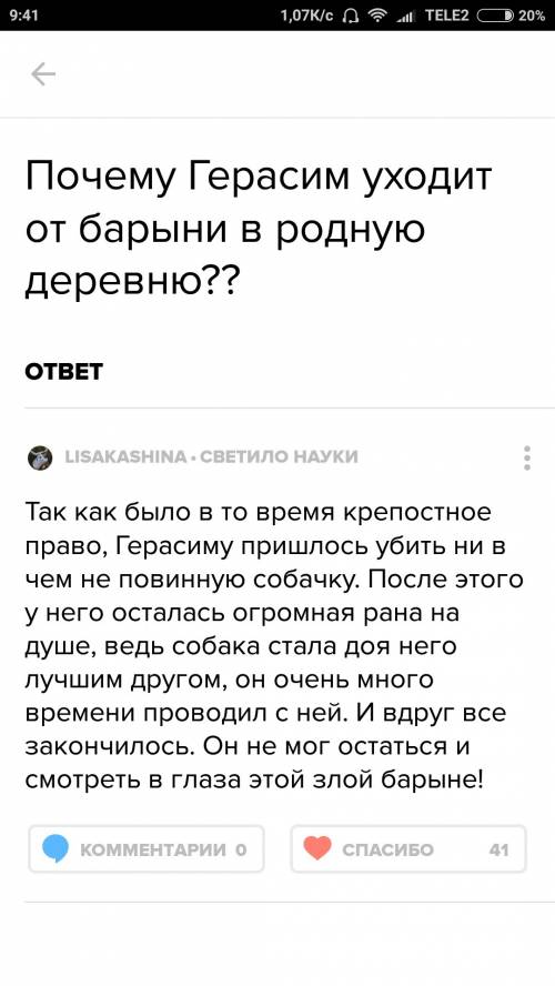 Почему герасим уходит от барыни в родную деревню