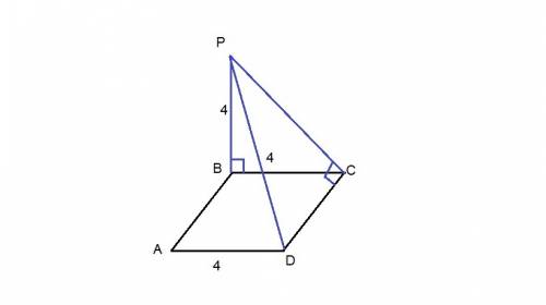 прямоугольник abcd и прямоугольный треугольник dcp лежат в разных плоскостях. вершина p проектируетс