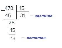 Выполните деление с остатком 478: 15