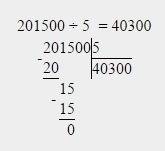 Как решить пример в столбик 201500: 5