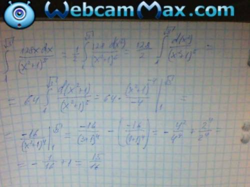 Решить определенный интеграл √3 интеграл 128х/(х^2+1)^5 1