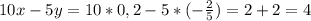 10x-5y=10*0,2-5*(- \frac{2}{5} )=2+2=4