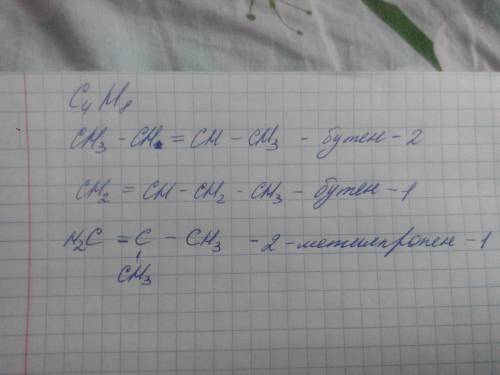 Напишите структурные формулы возможных изомеров c4h8, назовите их