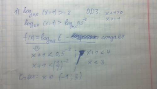 1)log0,5(x+1)> -2 2)(log5 125)*(log4 16) 3)2^2/8> 2 4) log2(x+4)=log(6x-6)