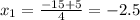 x_1= \frac{-15+5}{4}=-2.5