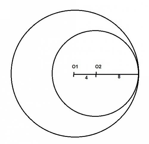 Радиус одной окружности равен 12 см,радиус второй окружности равен 8 см.пересекаются ли эти окружнос