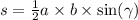 s = \frac{1}{2} a \times b \times \sin( \gamma )