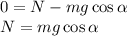 0 = N-mg\cos\alpha\\&#10;N = mg\cos\alpha