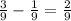 \frac{3}{9} - \frac{1}{9} = \frac{2}{9}