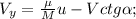 V_y = \frac{\mu}{M} u - V ctg{ \alpha } ;