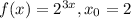 f(x)= 2^{3x} , x_{0} =2